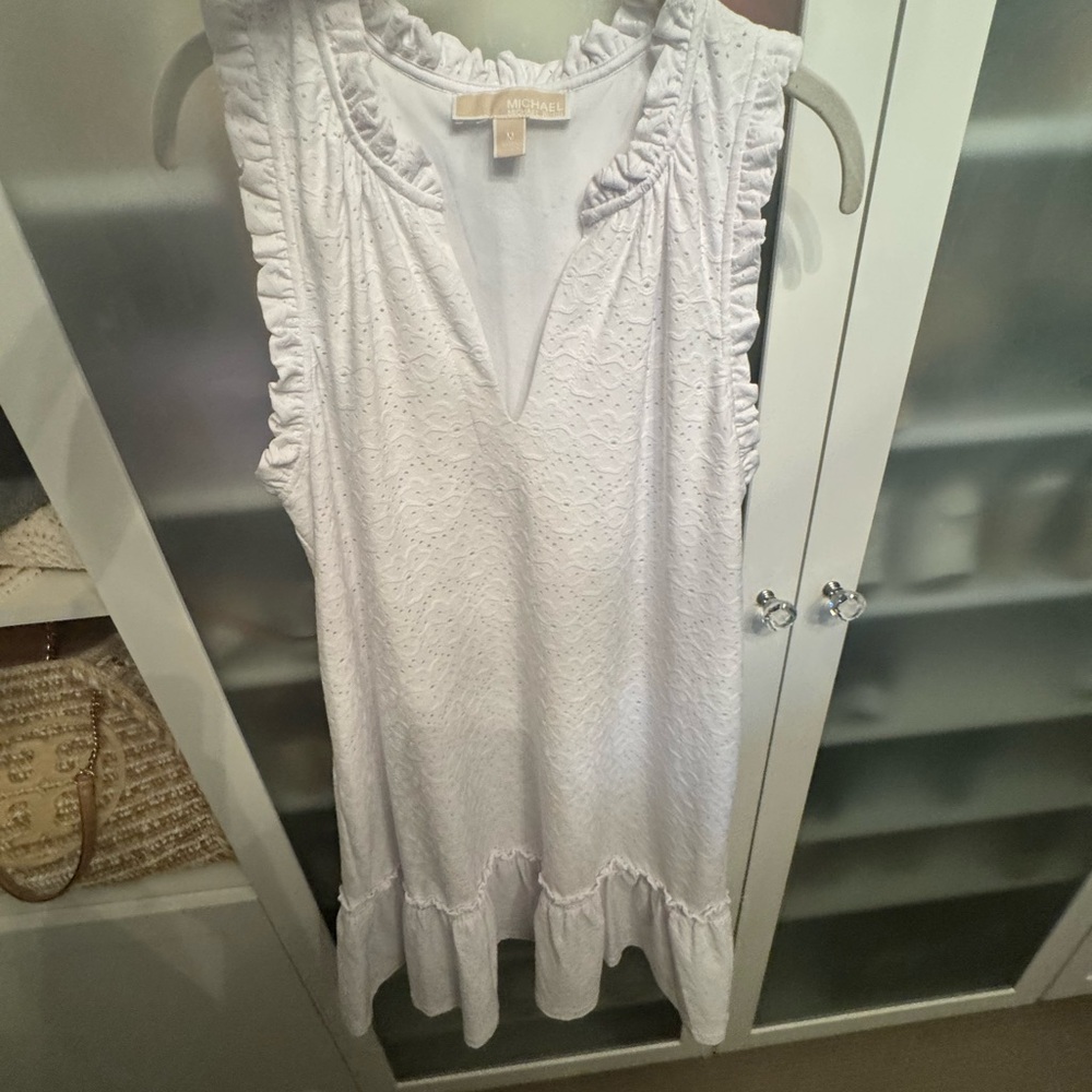 Michael Kors White Embroidered Eyelet Sleeveless Dress